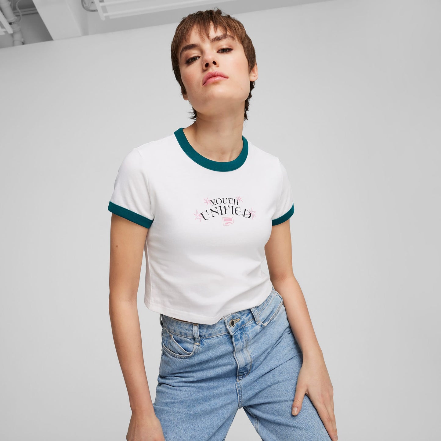 Puma Downtown Graphic Baby Kadın Beyaz T-shirt