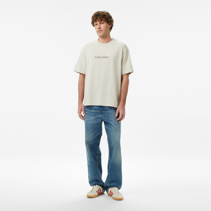 Calvin Klein Relaxed Standard Logo Crewnk Erkek Bej T-shirt
