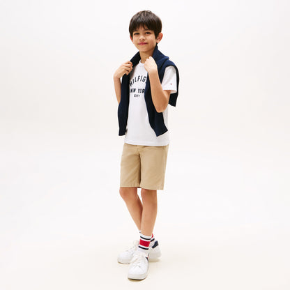 Tommy Hilfiger Curved Çocuk Beyaz T-shirt