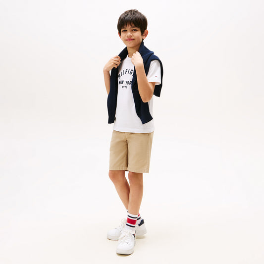 Tommy Hilfiger Curved Çocuk Beyaz T-shirt