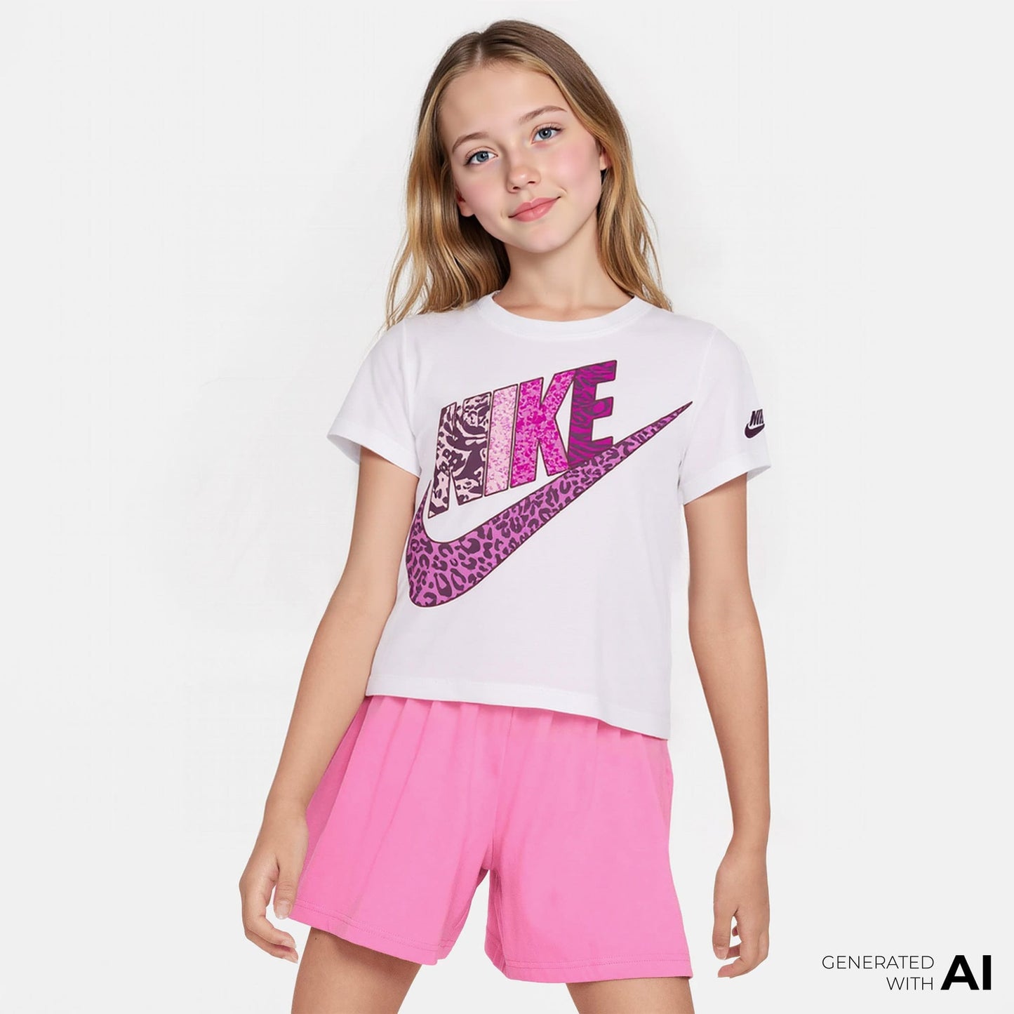 Nike New Animal Print Futura Çocuk Beyaz T-shirt