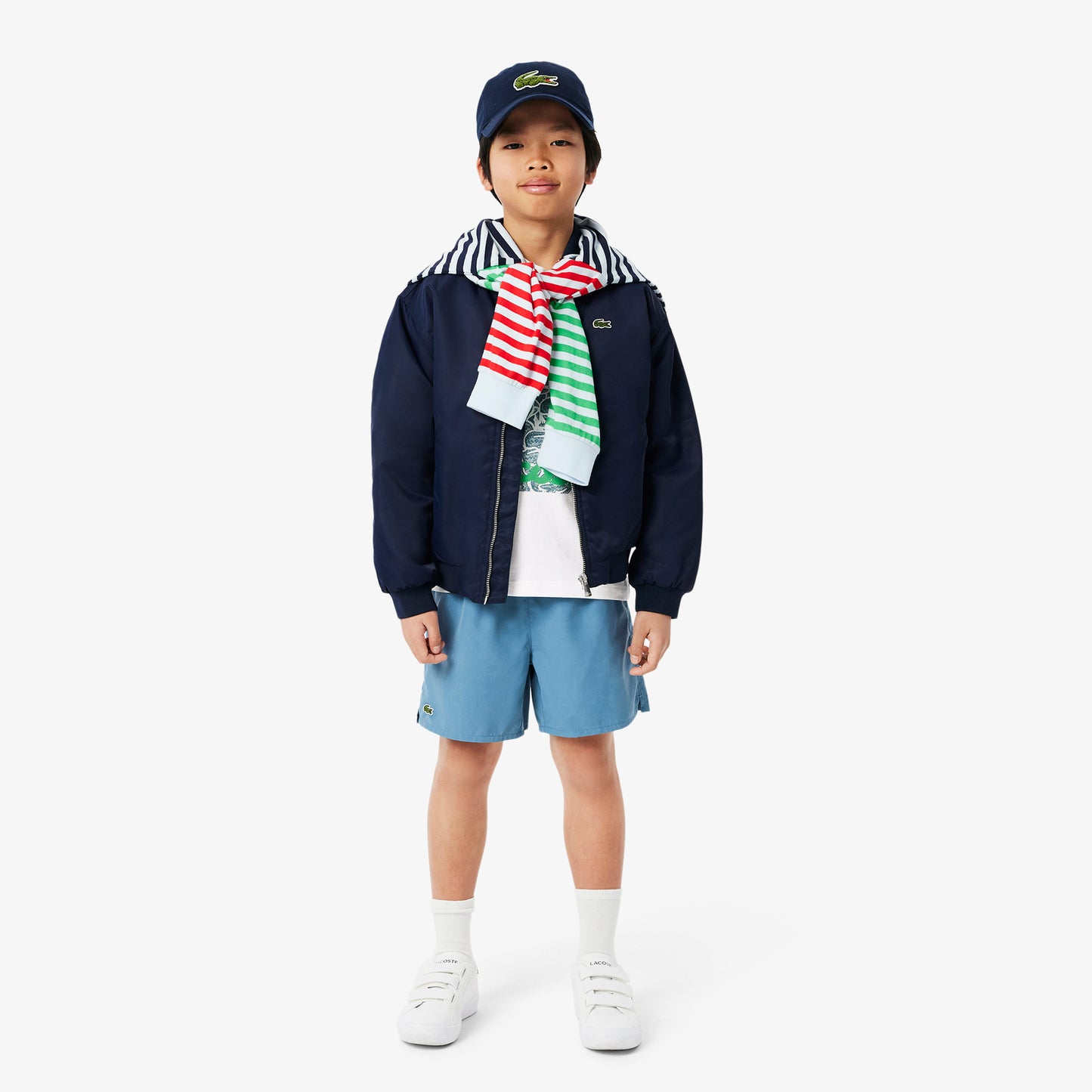 Lacoste Çocuk Bisiklet Yaka Baskılı Beyaz T-shirt