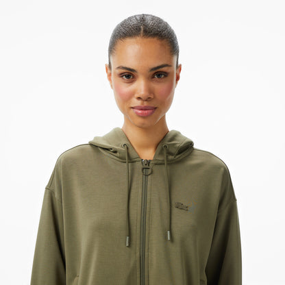 Lacoste Kadın Relaxed Fit Kapüşonlu Haki Sweatshirt