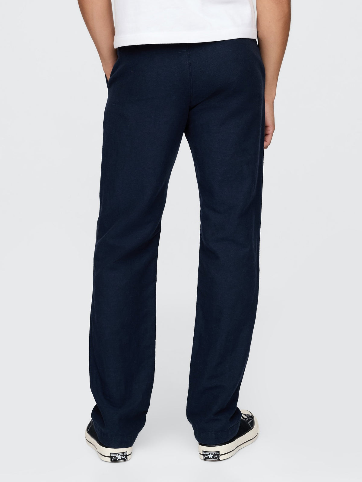 Lacivert Keten Karışımı Khaki Pantolon