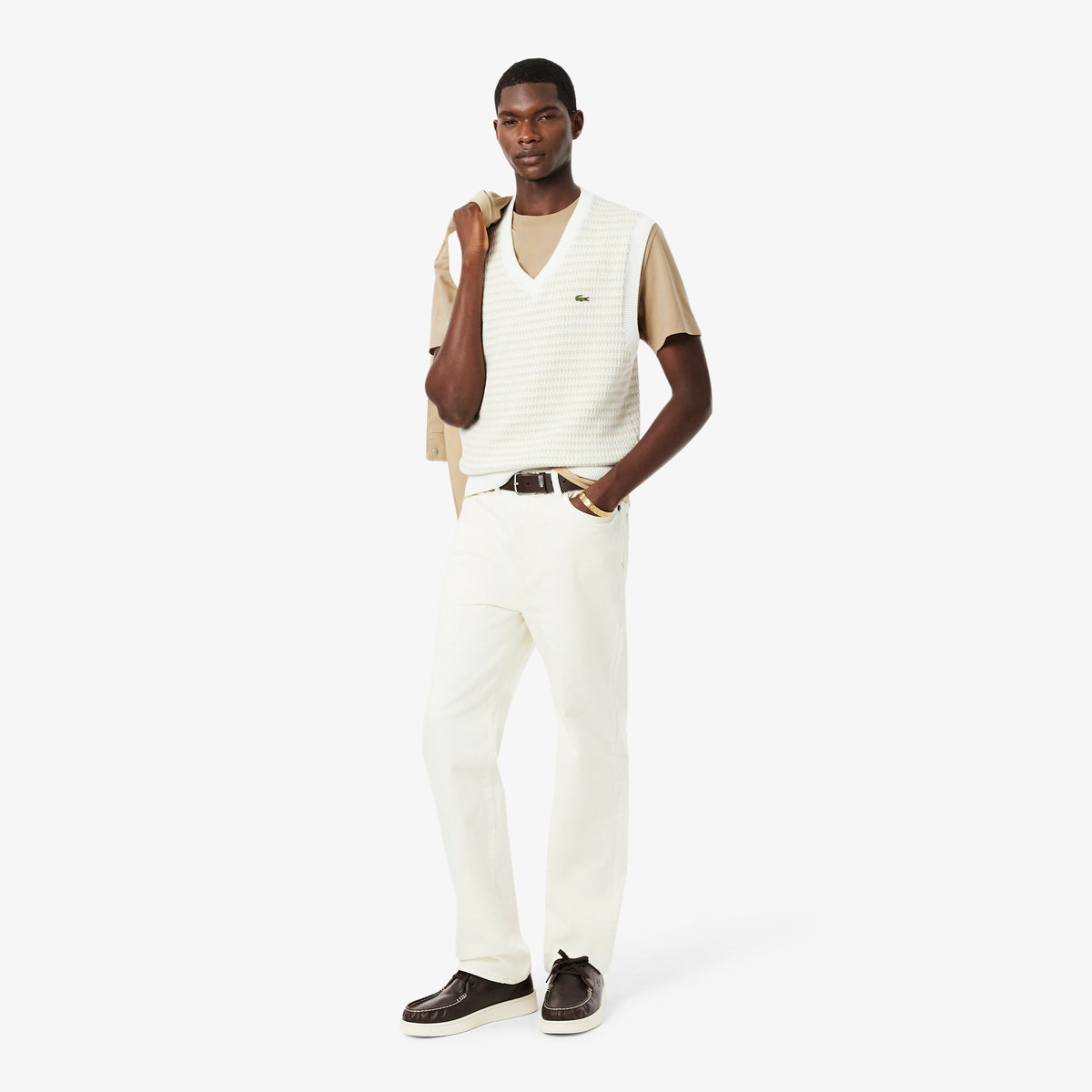Lacoste Classic Fit Erkek Bej T-shirt