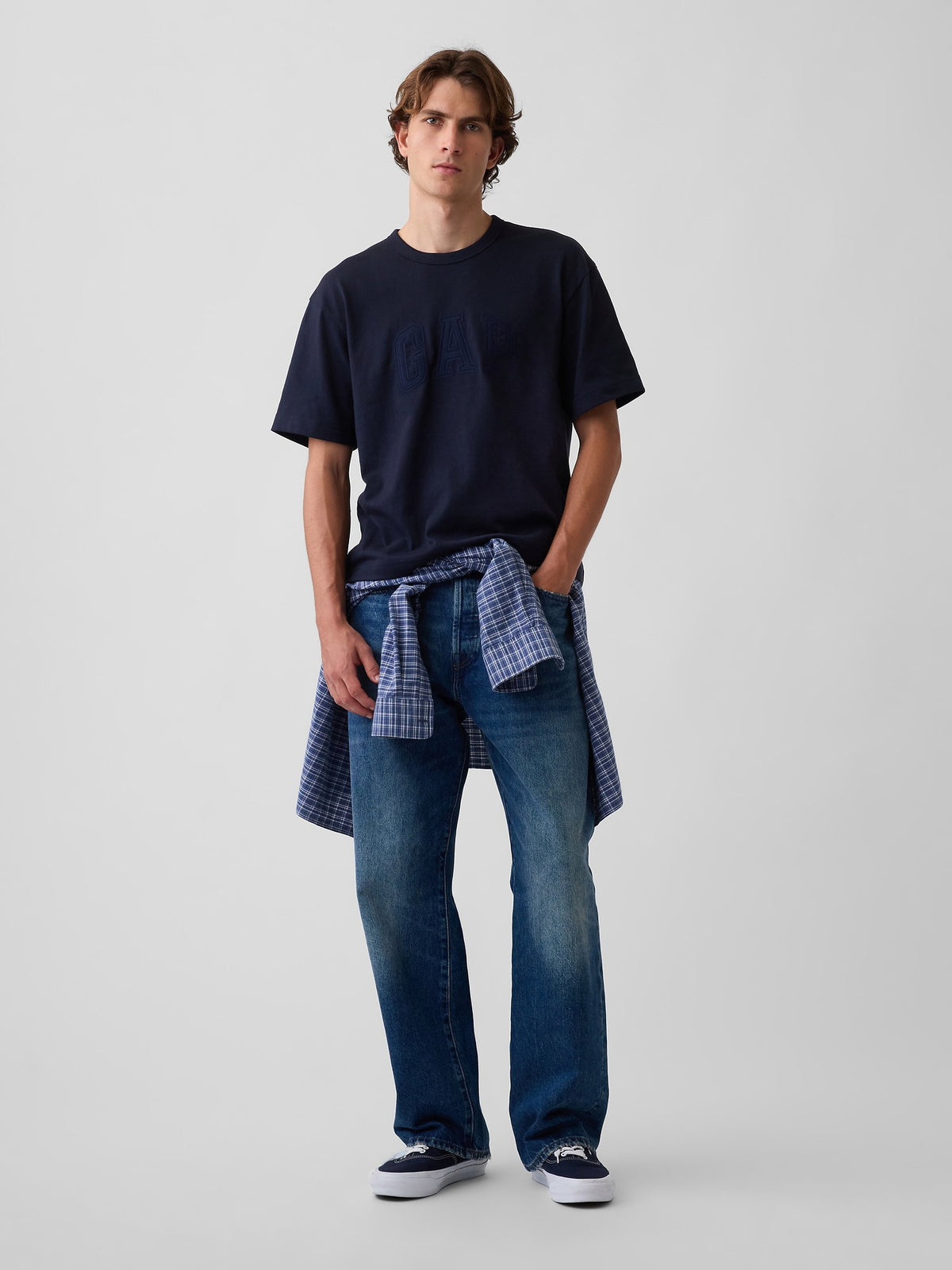 Lacivert Heavyweight Relaxed Gap Logo Crop T-shirt