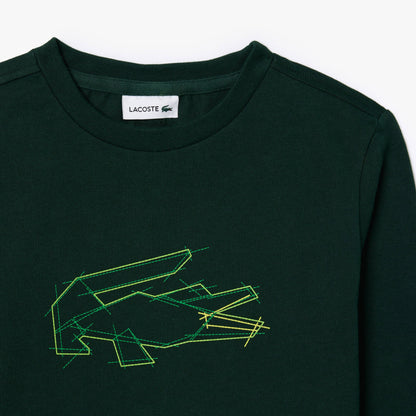 Lacoste Uzun Kollu Bisiklet Yaka Baskılı Çocuk Yeşil T-shirt