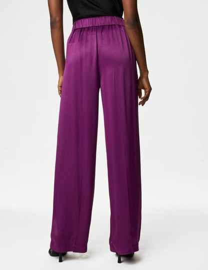 Wide Leg Saten Pantolon