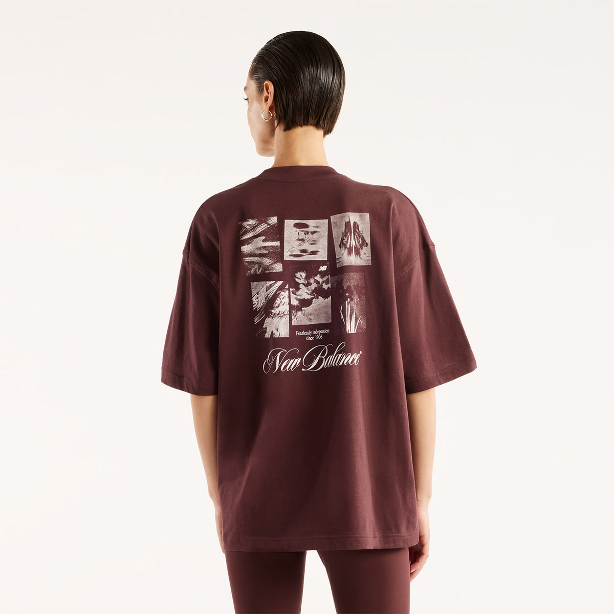 New Balance Pressed Flowers Memories Oversized Kadın Kahverengi T-shirt