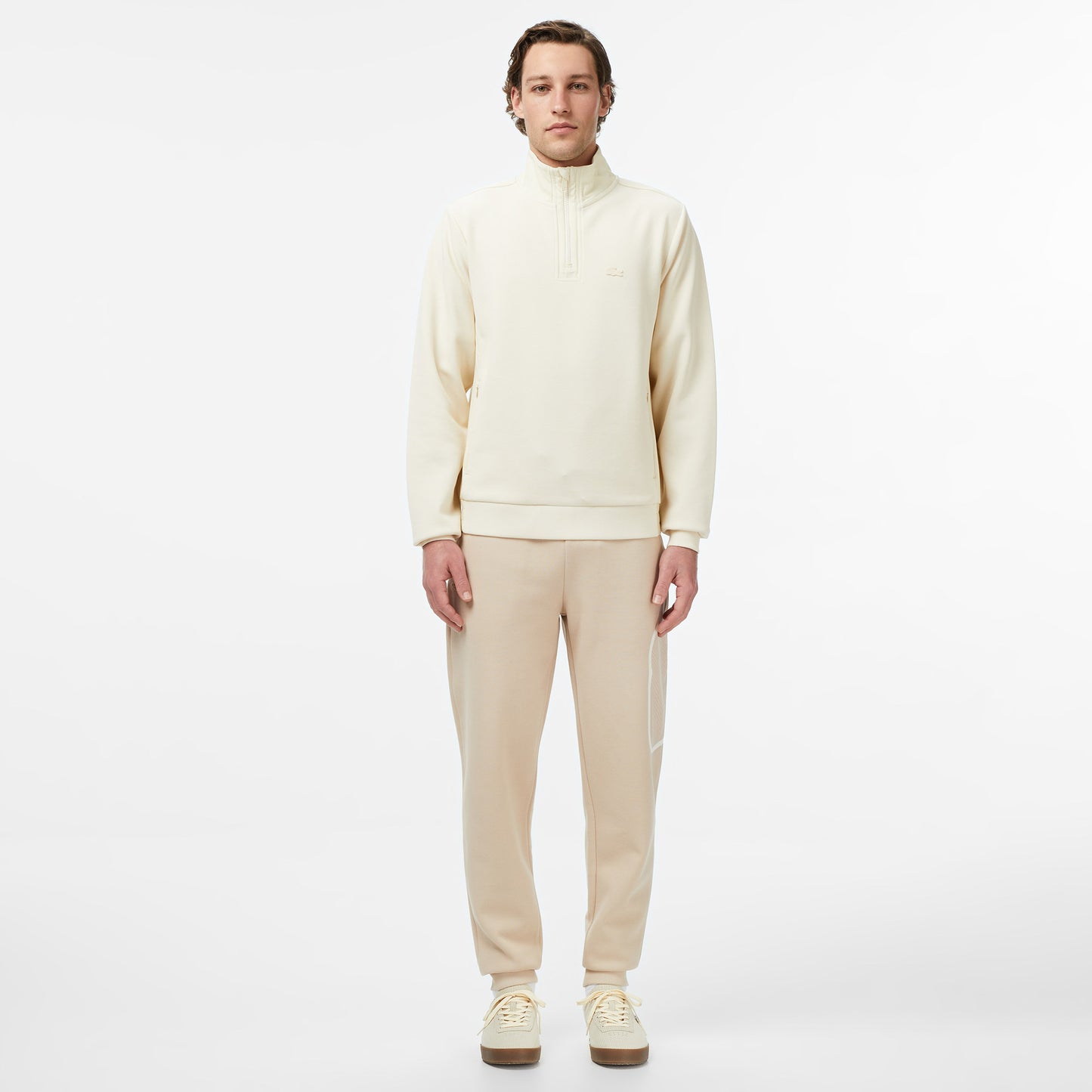 Lacoste Erkek Classic Fit Yarım Fermuarlı Bej Sweatshirt