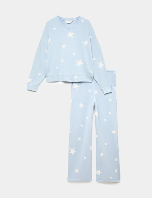 Flexifit™ Desenli Geniş Paça Pijama Takımı