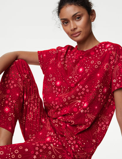 Saf Pamuklu Kısa Kollu Pijama Takımı