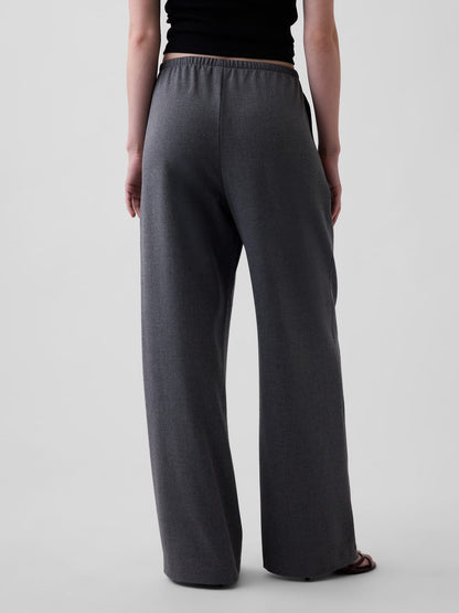 Koyu Gri Brushed Twill Easy Wide-leg Pantolon