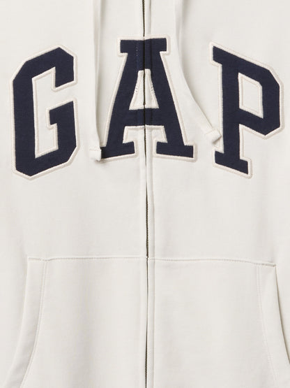 Beyaz Gap Logo Fermuarlı Fransız Havlu Kumaş Sweatshirt