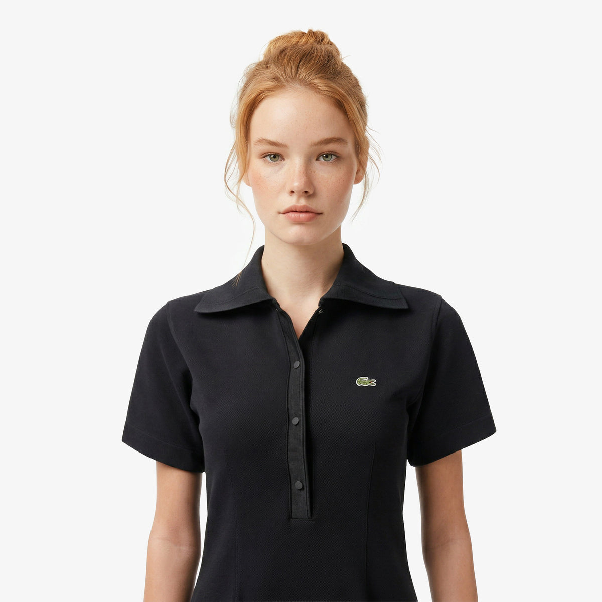 Lacoste Kadın Classic Fit Kısa Kollu Polo Yaka Siyah Elbise
