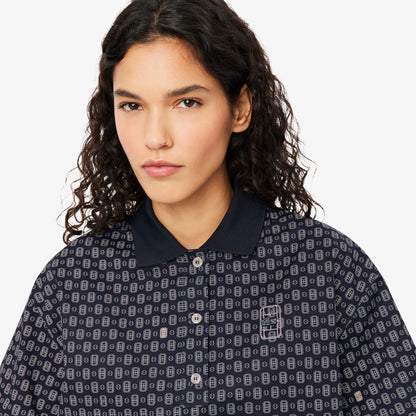 Lacoste Kadın Oversize Fit Desenli Lacivert Polo