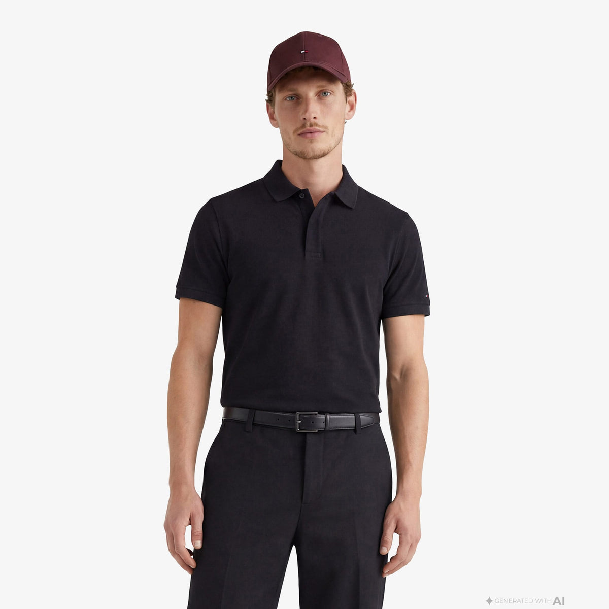 Tommy Hilfiger Elevated Essentials Erkek Siyah Polo Yaka T-shirt