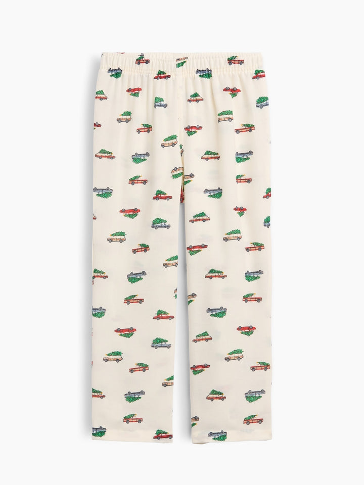 Krem X-mas Ağaç Flannel Pijama Altı
