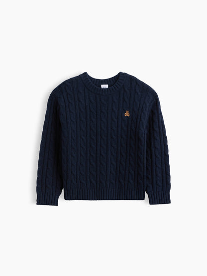Lacivert Cashsoft Cable-knit Kazak