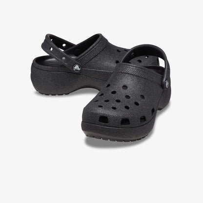 Crocs Classic Platform Glitter Clog Kadın Siyah Sandalet