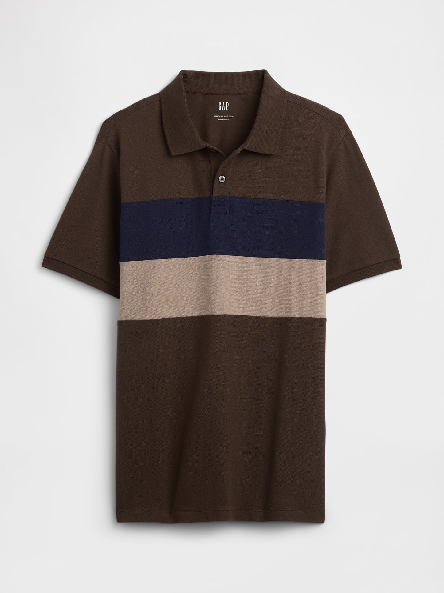 Kahverengi Colorblock Stretch Pique Polo T-shirt