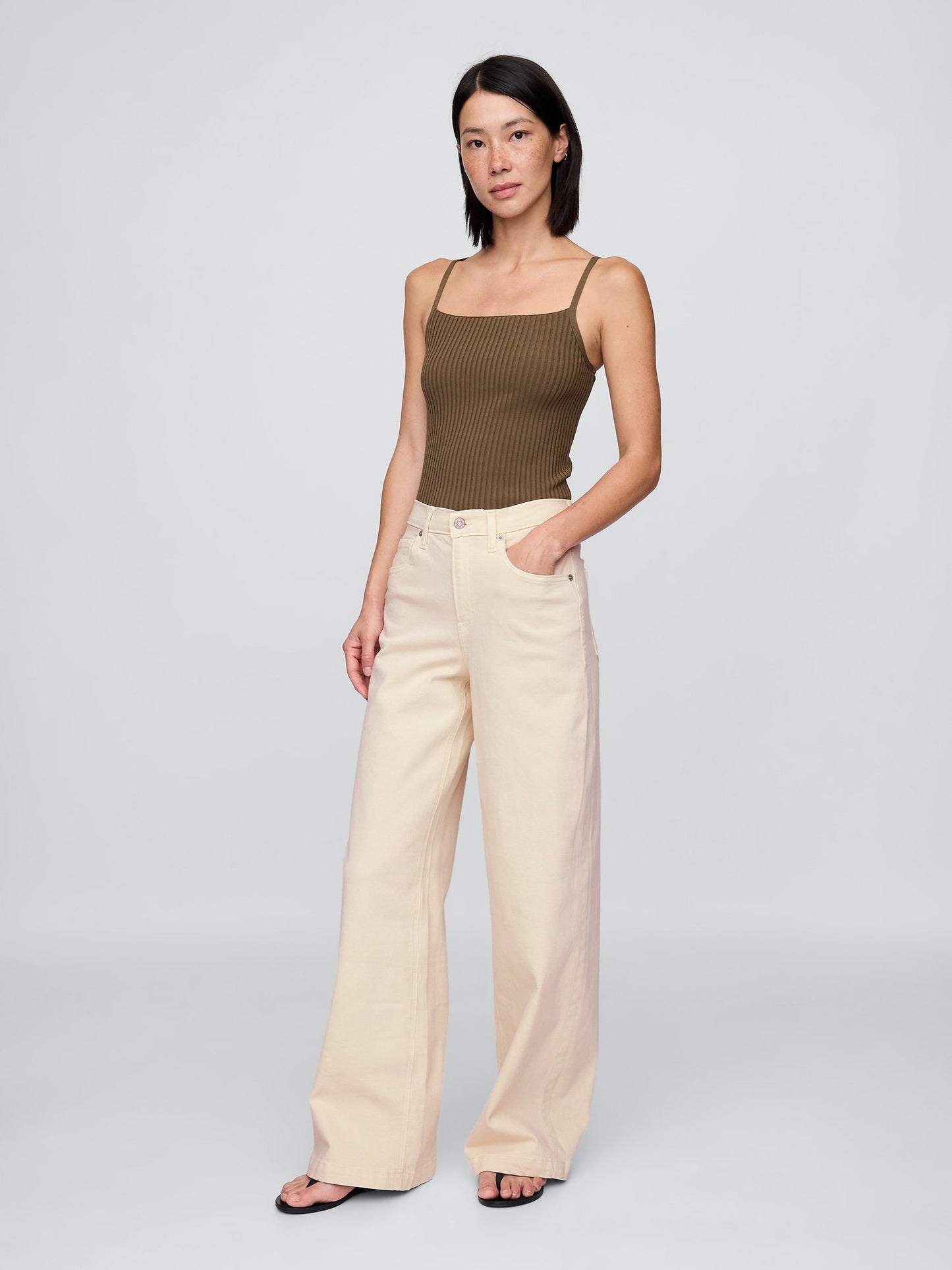 Açık Pembe High Rise Stride Wide-leg Jean Pantolon