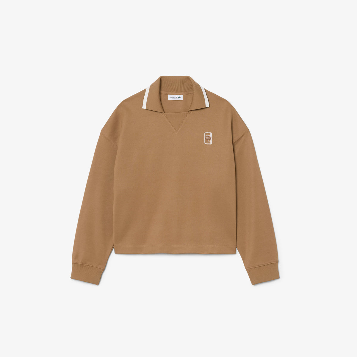 Lacoste Kadın Oversize Fit Polo Yaka Kahverengi Sweatshirt