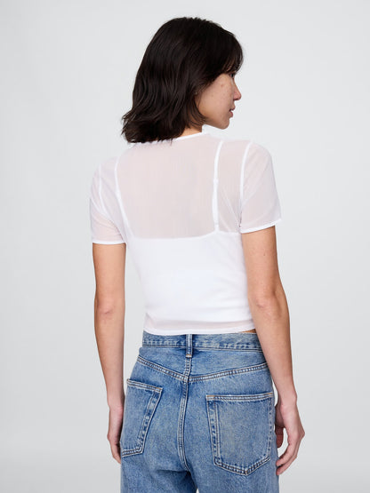 Beyaz Transparan Crop T-shirt