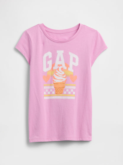 Pembe Grafik Baskılı T-shirt