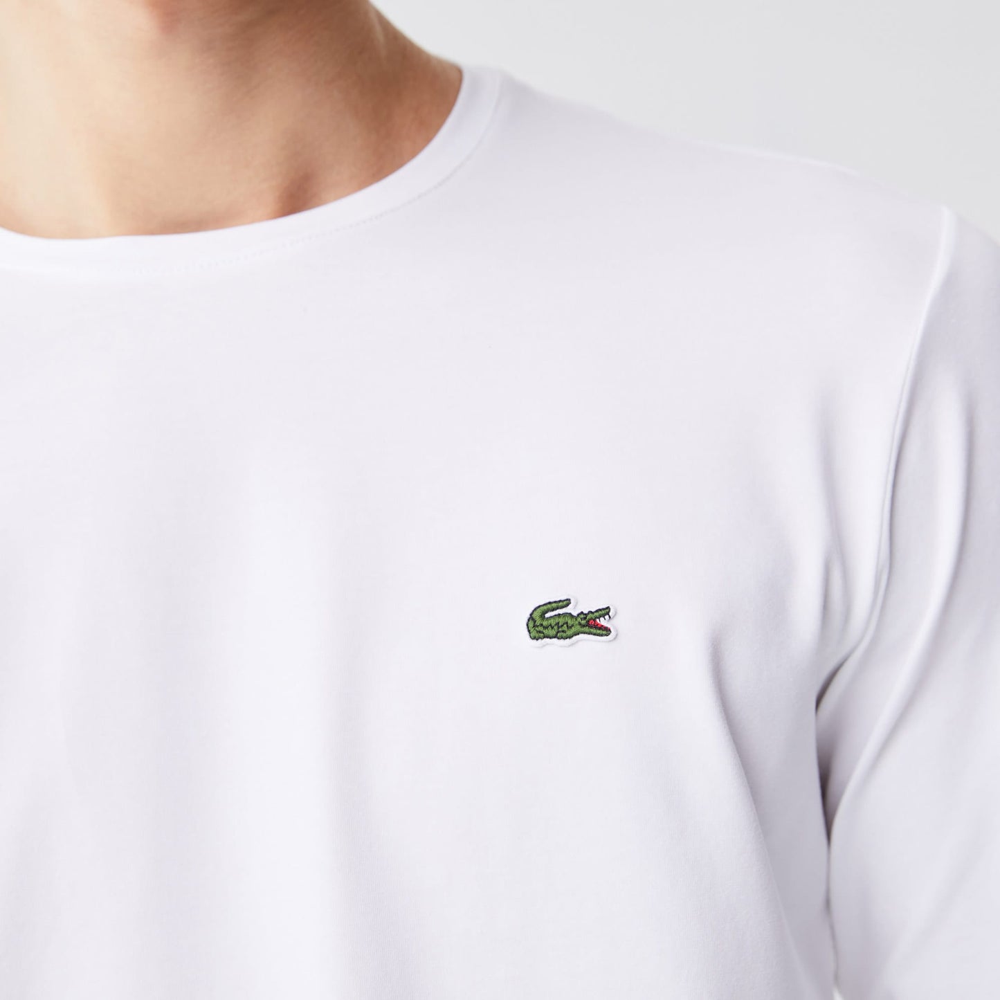 Lacoste Erkek Slim Fit Uzun Kollu Bisiklet Yaka Beyaz T-shirt
