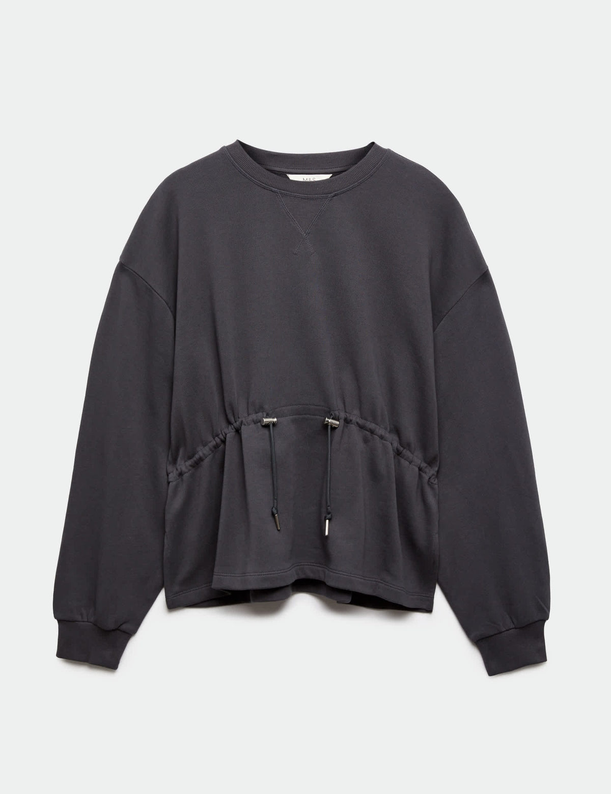 Saf Pamuklu Büzgülü Bel Detaylı Sweatshirt