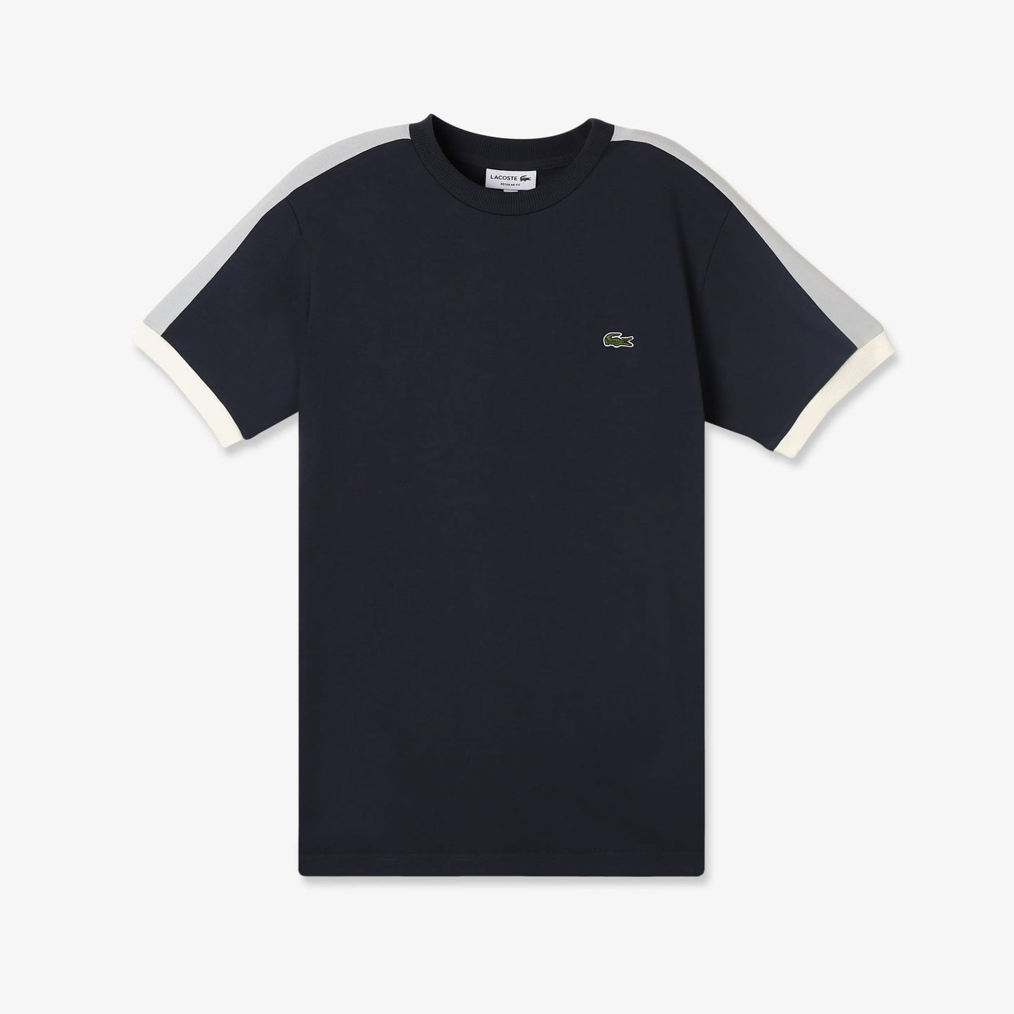 Lacoste Erkek Regular Fit Bisiklet Yaka Renk Bloklu Koyu Gri T-shirt