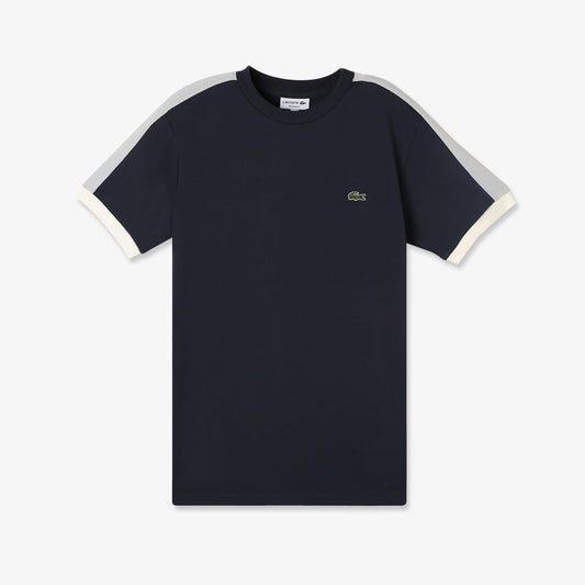 Lacoste Erkek Regular Fit Bisiklet Yaka Renk Bloklu Koyu Gri T-shirt