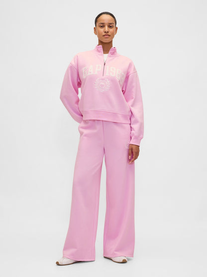 Açık Pembe Vintagesoft 1969 Logo Yarım Fermuarlı Sweatshirt