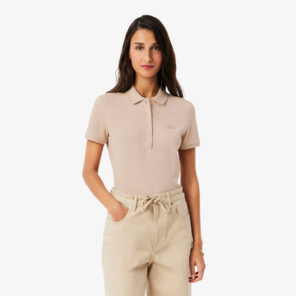 Lacoste L.12.d Kadın Slim Fit Bej Polo