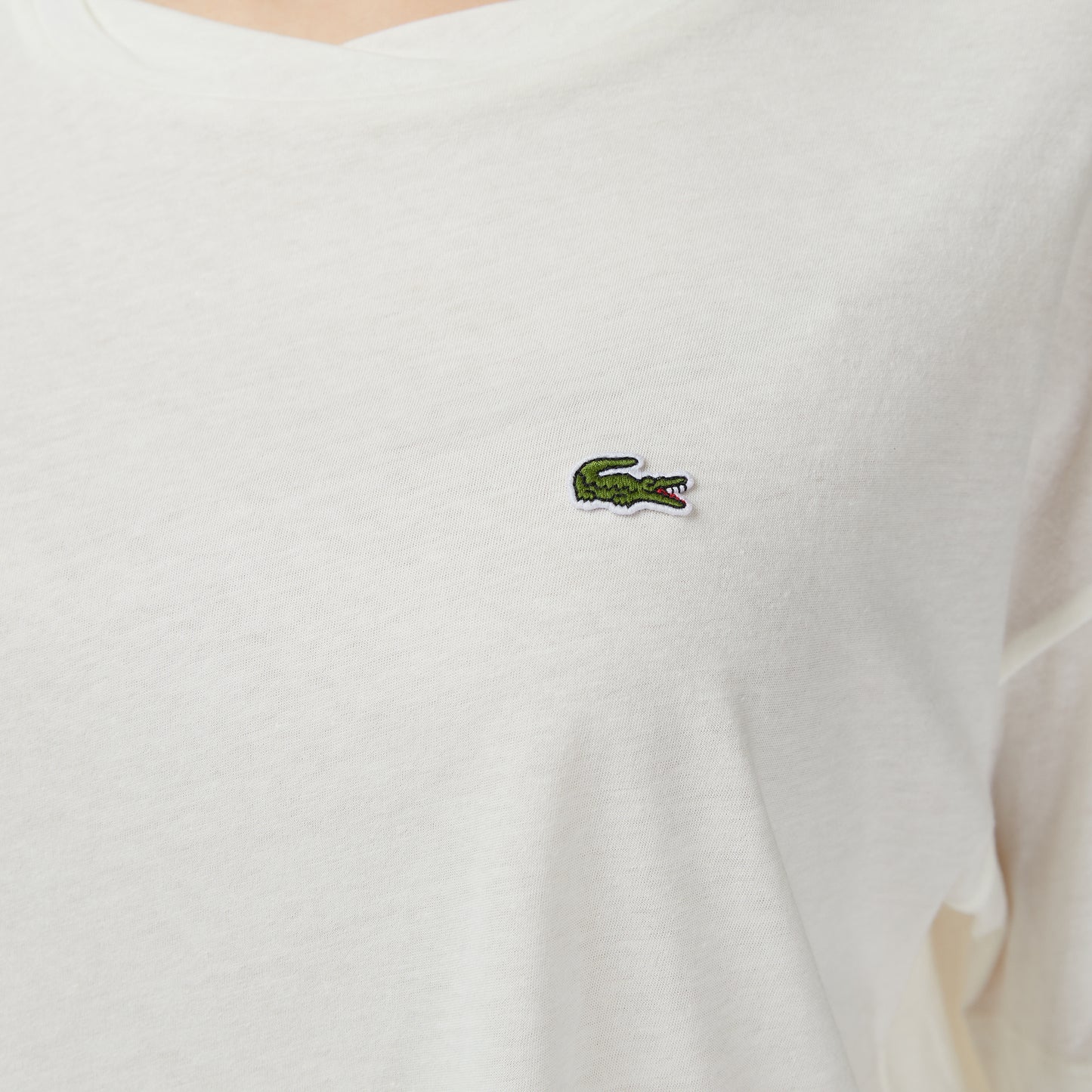 Lacoste Kadın Bisiklet Yaka Krem T-shirt