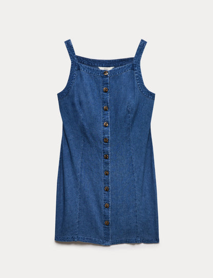 Keten Karışımlı Mini Elbise