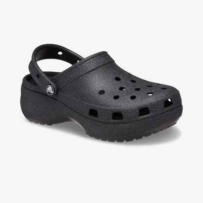 Crocs Classic Platform Glitter Clog Kadın Siyah Sandalet