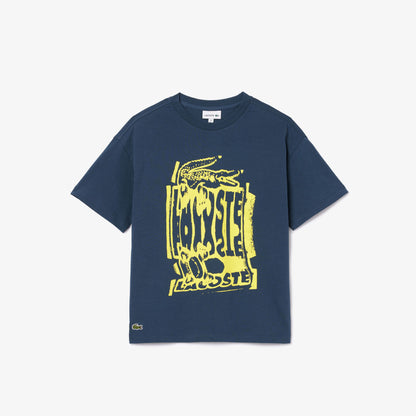 Lacoste Çocuk Bisiklet Yaka Baskılı Lacivert T-shirt