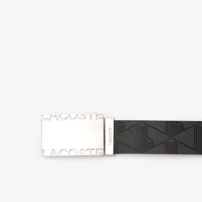 Lacoste Erkek Monogram Deri Siyah Kemer