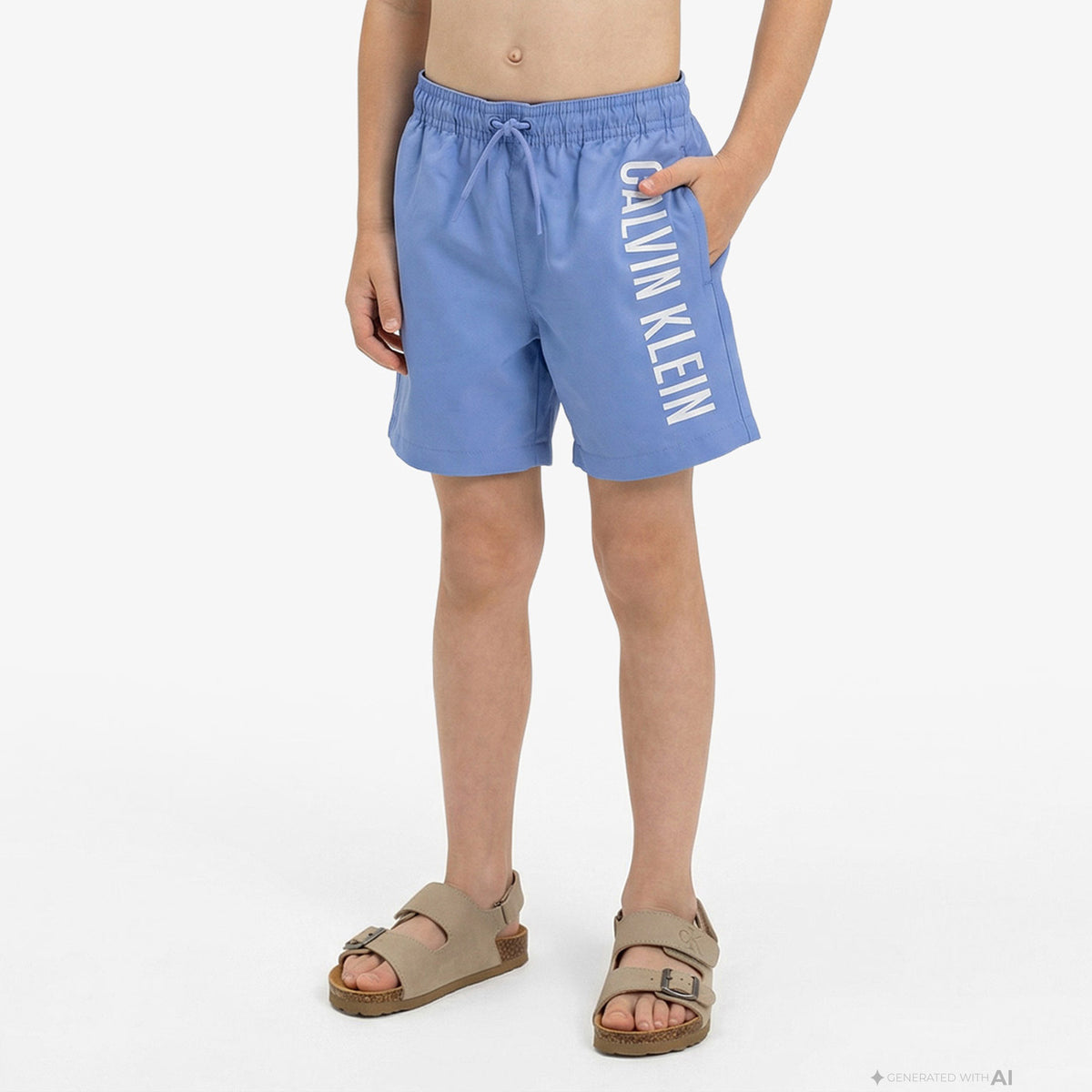 Calvin Klein Medium Drawstring Çocuk Mavi Deniz Şortu