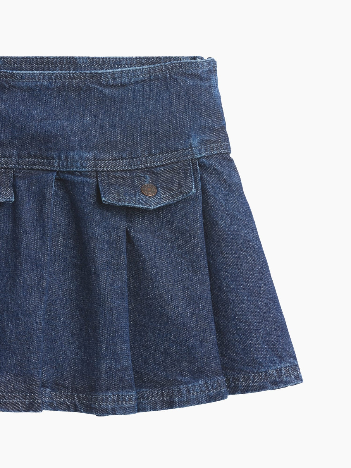Mavi Denim Pileli Mini Etek