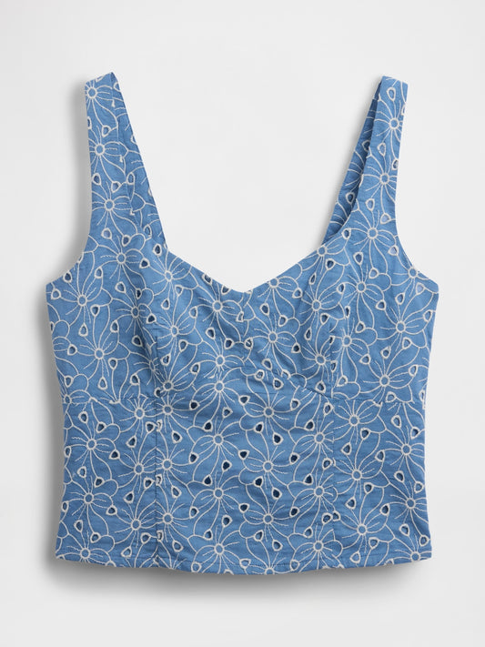 Mavi Eyelet Crop Büstiyer Bluz