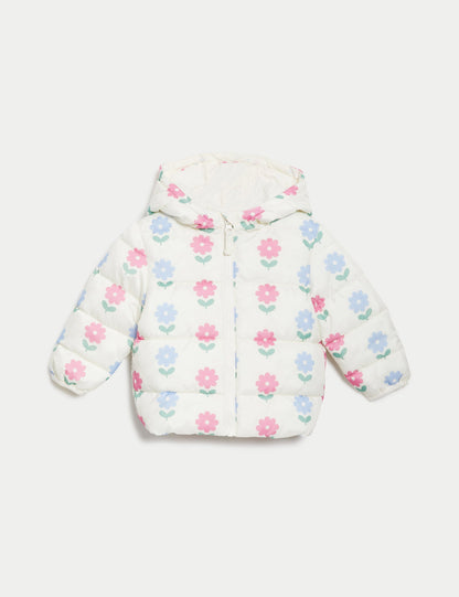 Stormwear™ Çiçek Desenli Puffer Şişme Mont (0-3 Yaş)