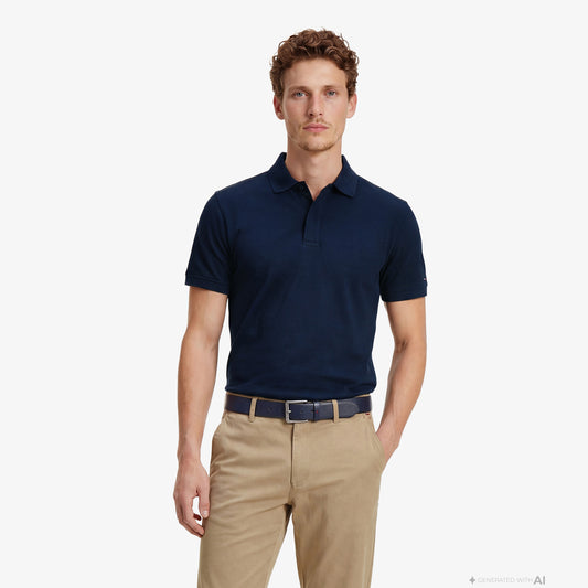 Tommy Hilfiger Elevated Essentials Erkek Lacivert Polo Yaka T-shirt