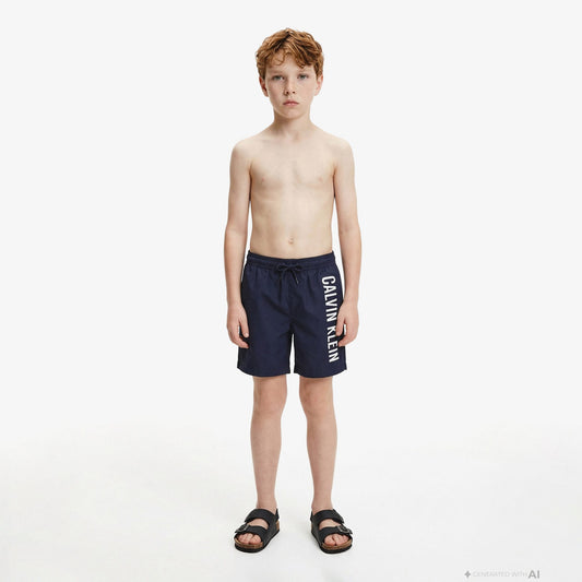 Calvin Klein Medium Drawstring Çocuk Mavi Deniz Şortu