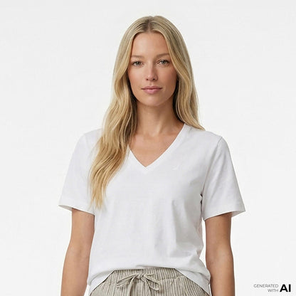 Nautica Kadın Beyaz Regular Fit T-shirt