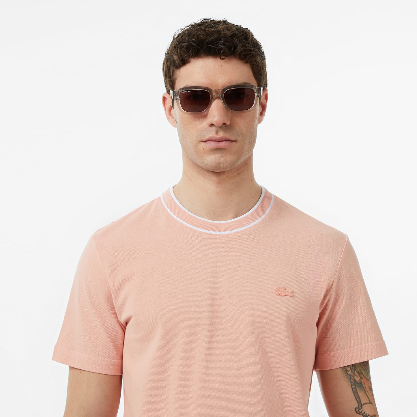Lacoste Erkek Regular Fit Bisiklet Yaka Pembe T-shirt