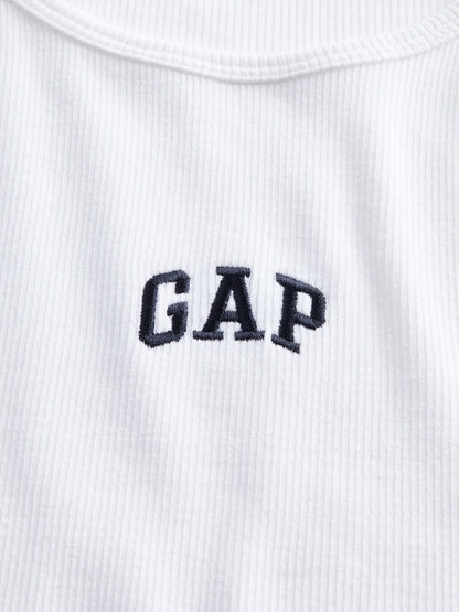 Beyaz Modern Fitilli Gap Logo T-shirt