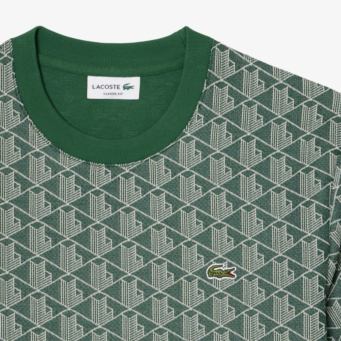 Lacoste Erkek Classic Fit Bisiklet Yaka Monogram Koyu Yeşil T-shirt